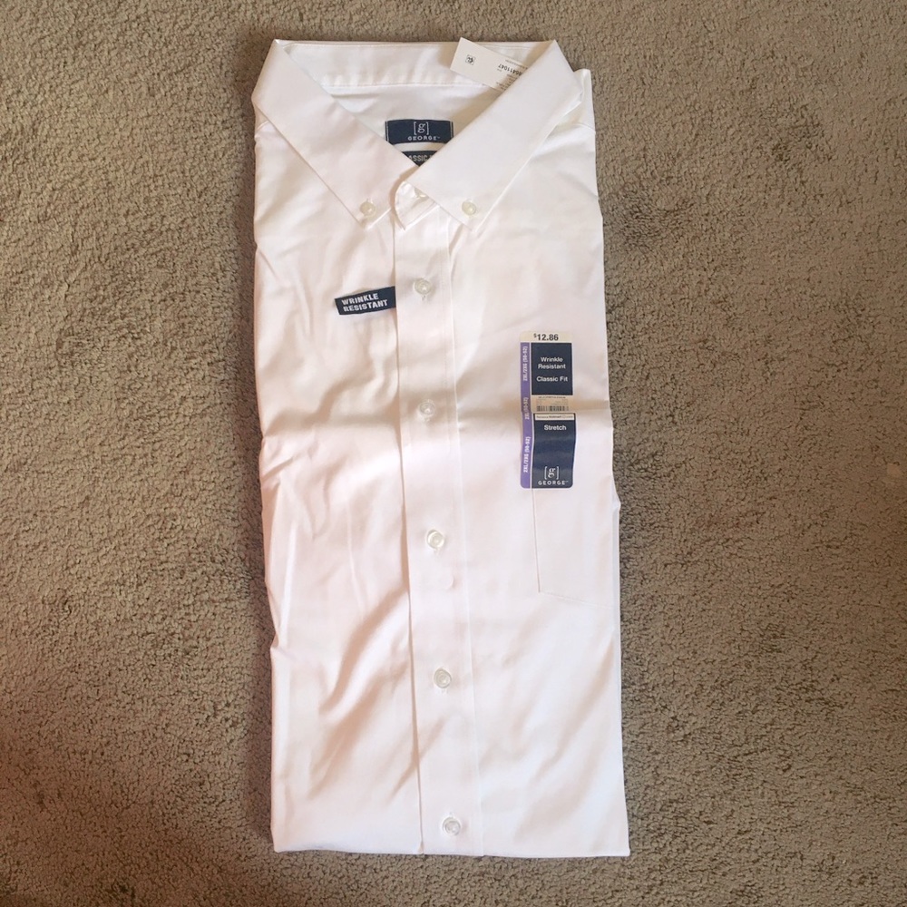 Brand new men’s white collar shirt!!! Never worn!